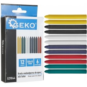 VÄRVILISTE REHVIKRIITIDE KOMPLEKT 12TK. 6-KANT. VEEKINDEL. 12X120MM GEKO