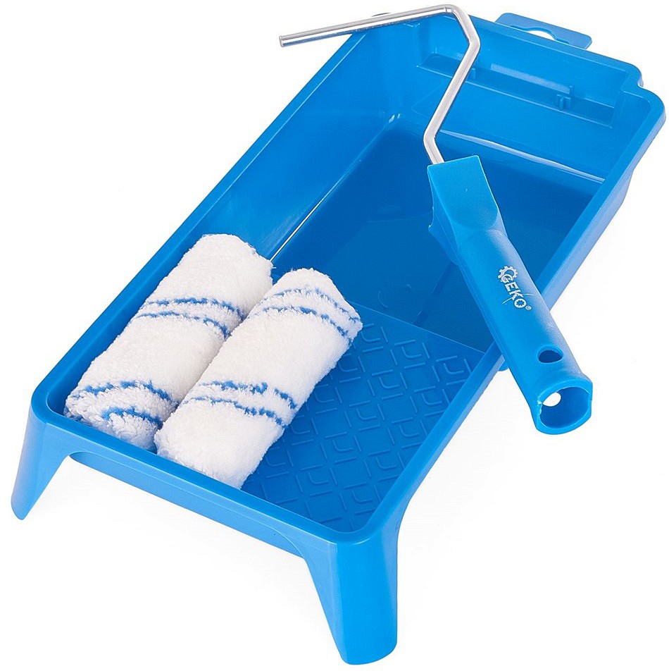 4-OS. MAALRITARVIKUTE KOMPL. MIKROFIIBER VÄRVIRULLID+ALUSVANN GEKO