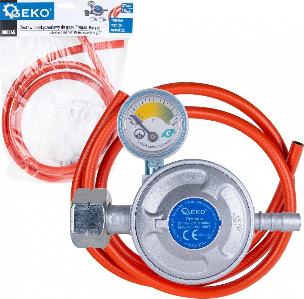 GAASIREDUKTOR (KEERMEKINNITUS) 37BAR+MANOMEETER+VOOLIK 2M KOMPLEKT GEKO