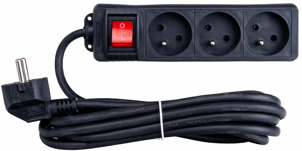 KONTORI PIKENDUSJUHE 3 PESA 3M 3X1.5MM2 MUST KELTIN