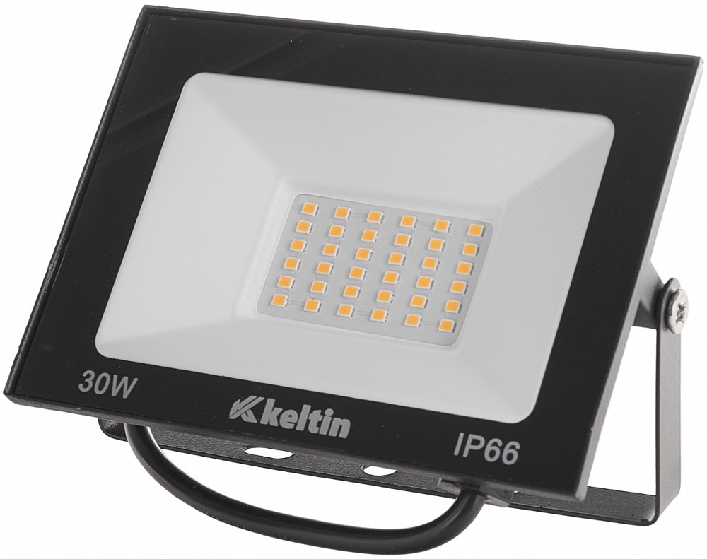 230V SMD LED PROZEKTOR 30W 4500K 140X100MM NEUTRAALNE VALGUS. MUST IP66 KELTIN