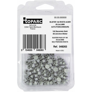 100 SELF PIERCING STEEL RIVETS STEEL Ø5.3X5.0MM - BLISTER PACK