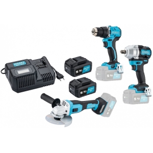 AKUTÖÖRIISTADE KOMPLEKT (TRELL. LÖÖKMUTRIKEERAJA. NURKLIHVIJA. KIIRLAADIJA + 2X5.0AH AKU) HAZET