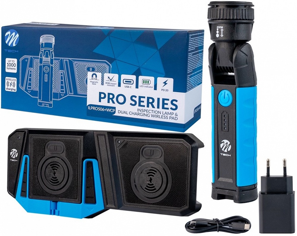 KANDELAMP LED 10W COB AKUGA + JUHTMEVABA LAADIMISALUS M-TECH