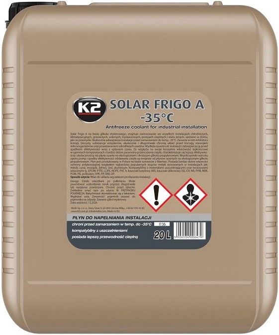K2 SOLAR FRIGO A -35°C SOOJUSVAHETUSVEDELIK ETÜLEENGLÜKOOL 20L