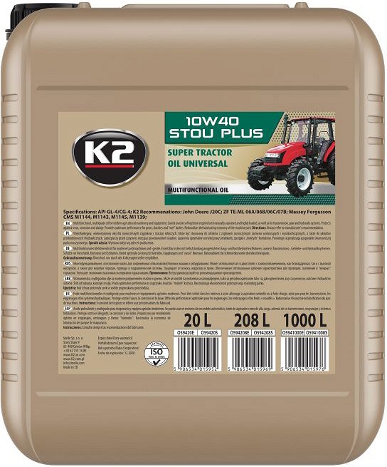 K2 10W40 20L STOU (HÜDRAULIKA+KAST+MOOTOR)