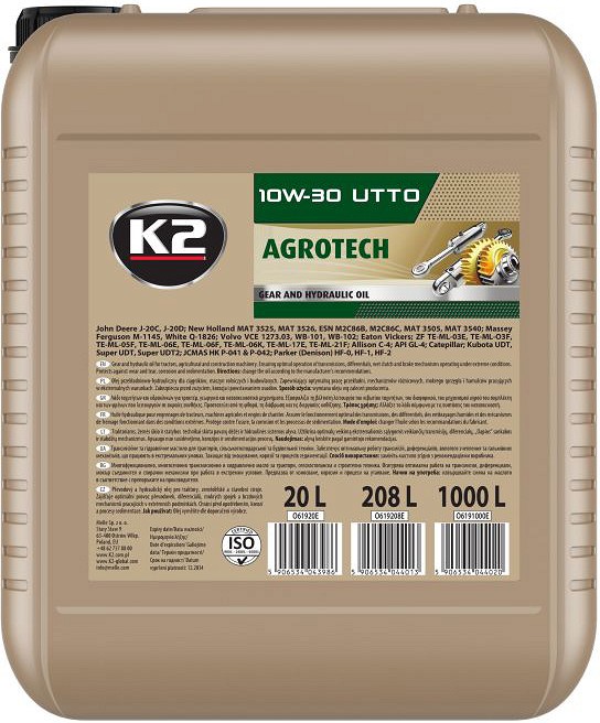 K2 10W30 AGROTECH UTTO 20L (HÜDRAULIKA+KAST)