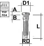 TIKKPOLT TP14X2.0 / 58 / 15.6 (P63 / 58 / 53. D15.60) FORD TRANSIT TOPELTR (TAG)