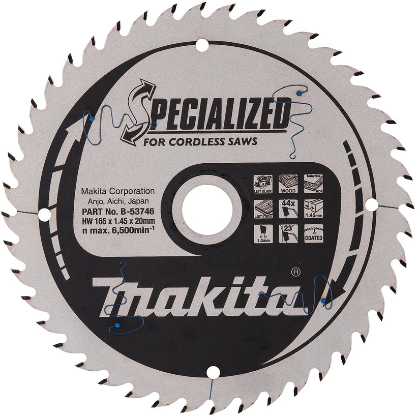 SAEKETAS 165X20X1.45MM 44T 23° (PUIT JA MDF) SPECIALIZED. AKUKETASSAELE MAKITA