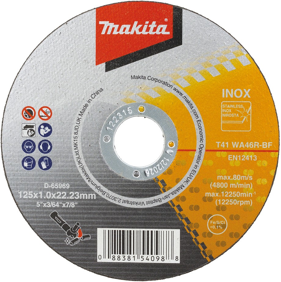 LÕIKEKETAS 125X1.2MM. WA46R-BF. RST / METALL 12TK / PK MAKITA