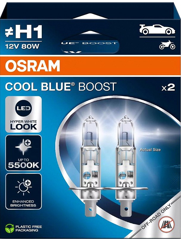 12V H1 PIRN 80W P14.5S 5500K COOL BLUE BOOST 2TK OSRAM
