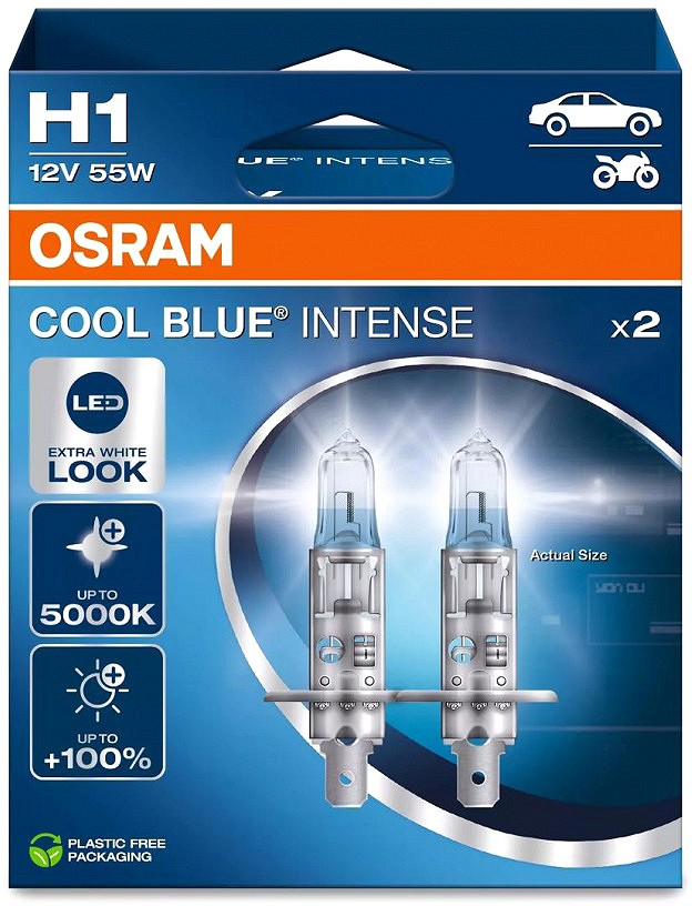12V H1 PIRN 55W +100% 5000K COOL BLUE INTENSE 2TK OSRAM