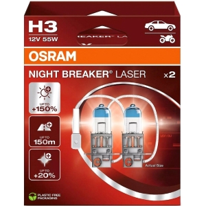 12V H3 PIRN 55W PK22S NIGHT BREAKER LASER +150% 2TK OSRAM