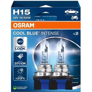 12V H15 PIRN 55 / 15W +100% 3700K COOL BLUE INTENSE 2TK OSRAM