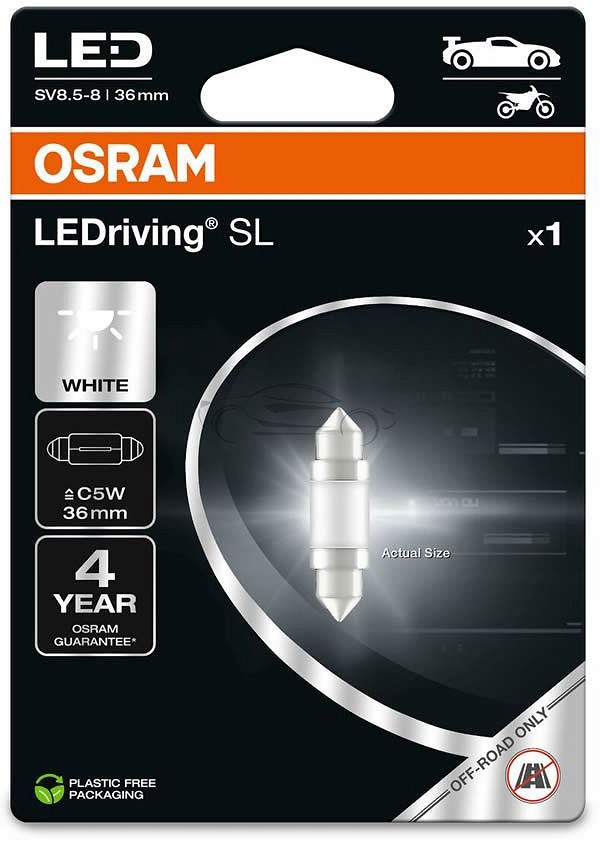 12V SV8.5-8 LED PIRN 0.6W C5W 36MM VALGE 6000K LEDRIVING SL BLISTER 1TK OSRAM