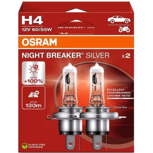 12V H4 PIRN 60 / 55W P43T NIGHT BREAKER SILVER +100% 2TK OSRAM