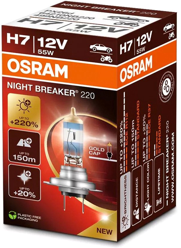 12V H7 PIRN 55W PX26D NIGHT BREAKER +220% 1TK OSRAM