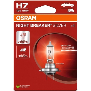 12V H7 PIRN 55W PX26D NIGHT BREAKER SILVER +100% BLISTER 1TK OSRAM