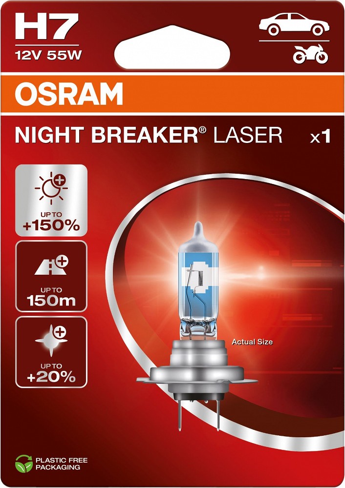 12V H7 PIRN 55W PX26D NIGHT BREAKER LASER II +150% BLISTER 1TK OSRAM
