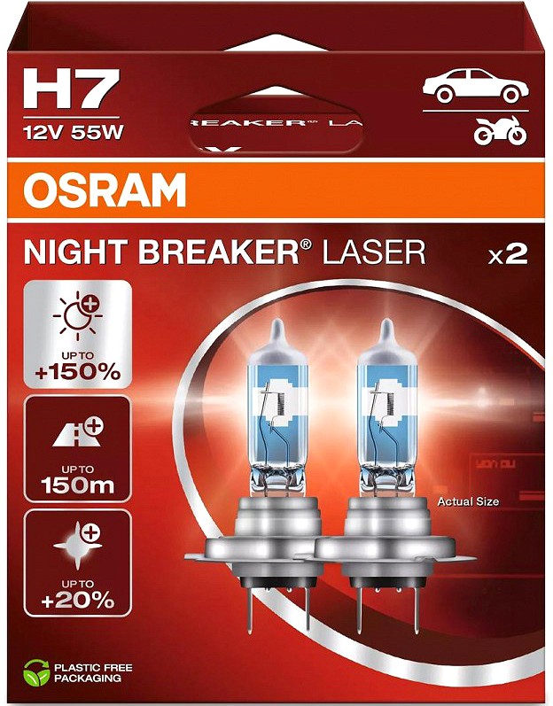 12V H7 PIRN 55W PX26D NIGHT BREAKER LASER II +150% 2TK OSRAM