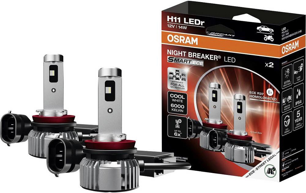 12V H11 LED PIRN NIGHT BREAKER SMART ECE (STREET LEGAL*1) 14W 1350LM OSRAM