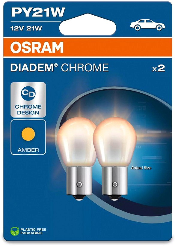 12V BAU15S PIRN 21W PY21W DIADEM CHROME BLISTER 2TK OSRAM