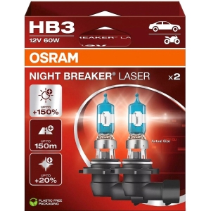 12V HB3 PIRN 60W P20D 9005 NIGHT BREAKER LASER +150% 2TK OSRAM