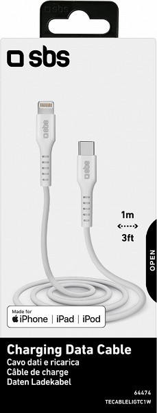 LAADIMISJUHE 1.0M LIGHTNING / APPLE - USB-C VALGE SBS