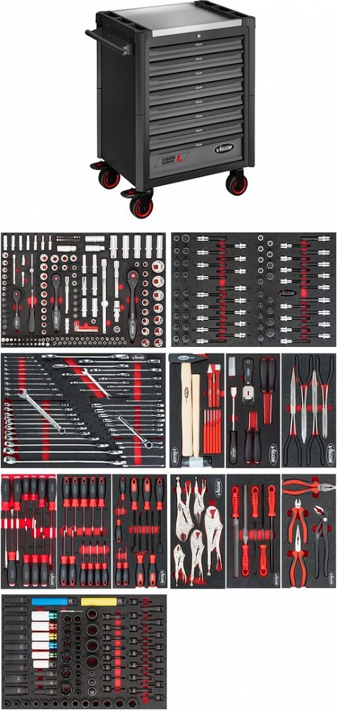 442-OS. TÖÖRIISTAKÄRU TÖÖRIISTADEGA "SERIES L INOX" H1017MM ERGONOMIC VIGOR