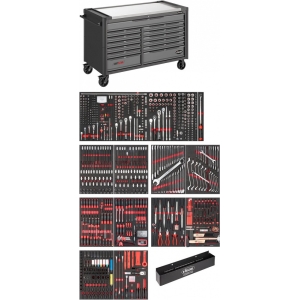 929-OS. TÖÖRIISTAKÄRU TÖÖRIISTADEGA "SERIES XXL INOX" H1035MM ERGONOMIC+230+USB VIGOR